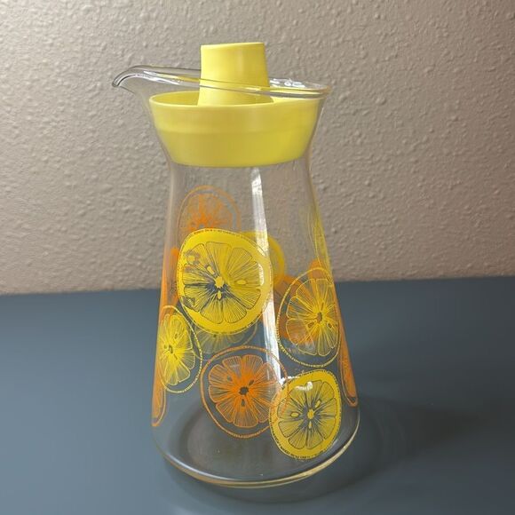 PYREX Vintage MCM Glass Juice Decanter Citrus Design - Picture 6 of 12